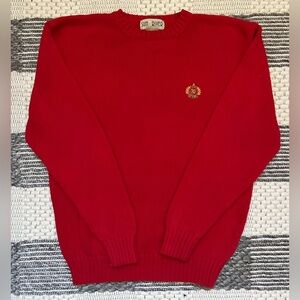 Vintage SUN RIVER Red Knit Sweater Unisex Small Preppy 100% Cotton